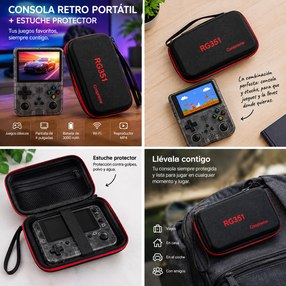 paquete legendario retro: consola + funda de protección