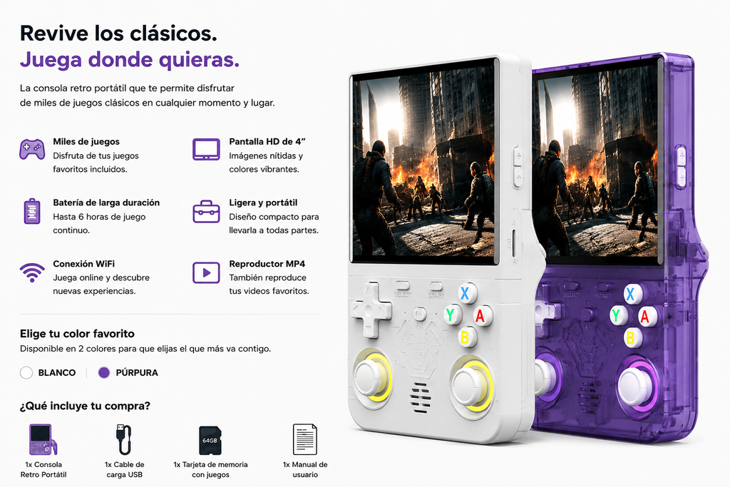 Consola Retro Portátil HD 4, con CIENTOS de Juegos